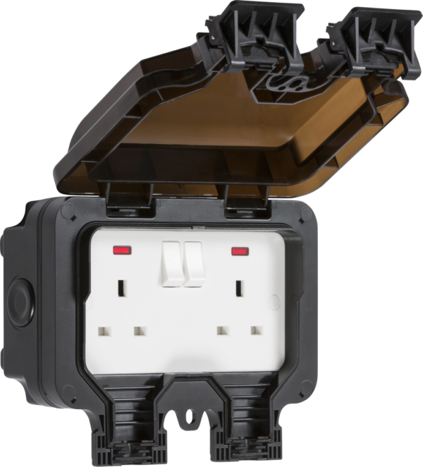 2 Gang Waterproof Switched Socket IP66 Rated