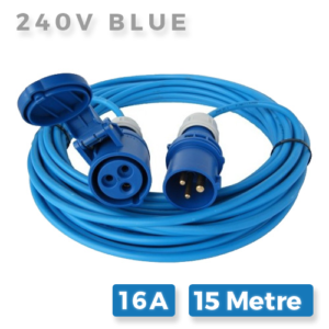 240V Blue extension lead 16A x 15M
