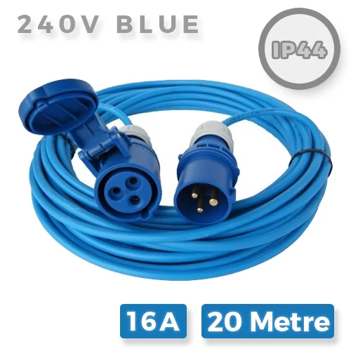 240V Blue extension lead 16A x 20M