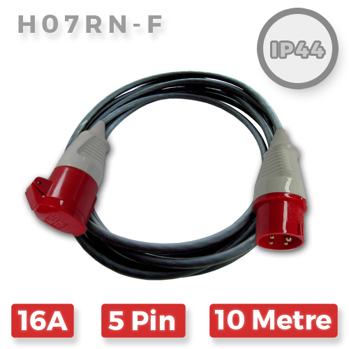 16A 5 Pin 415V H07RN-F Extension Lead x 10m