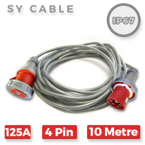3 Phase 415V Extension Lead SY Cable 4 Pin 125A X 10M