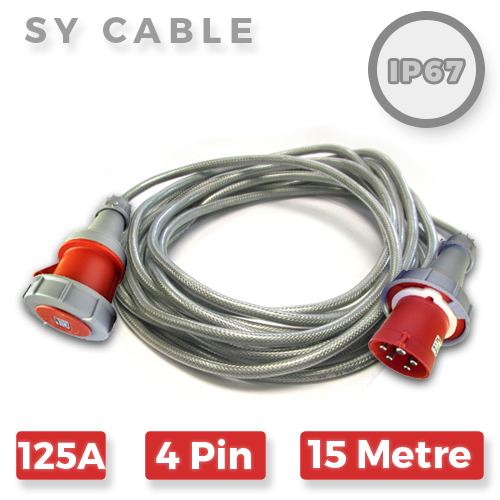 3 Phase 415V Extension Lead SY Cable 4 Pin 125A X 15M