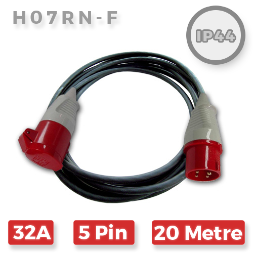 32A 5 Pin 415V H07RN-F Extension Lead x 20m