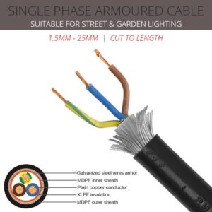 6mm x 3 core Single Phase Armoured Cable per metre
