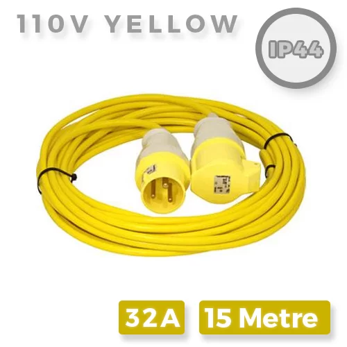 110V Yellow Extension Lead 32A x 15M